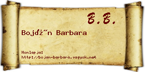 Boján Barbara névjegykártya